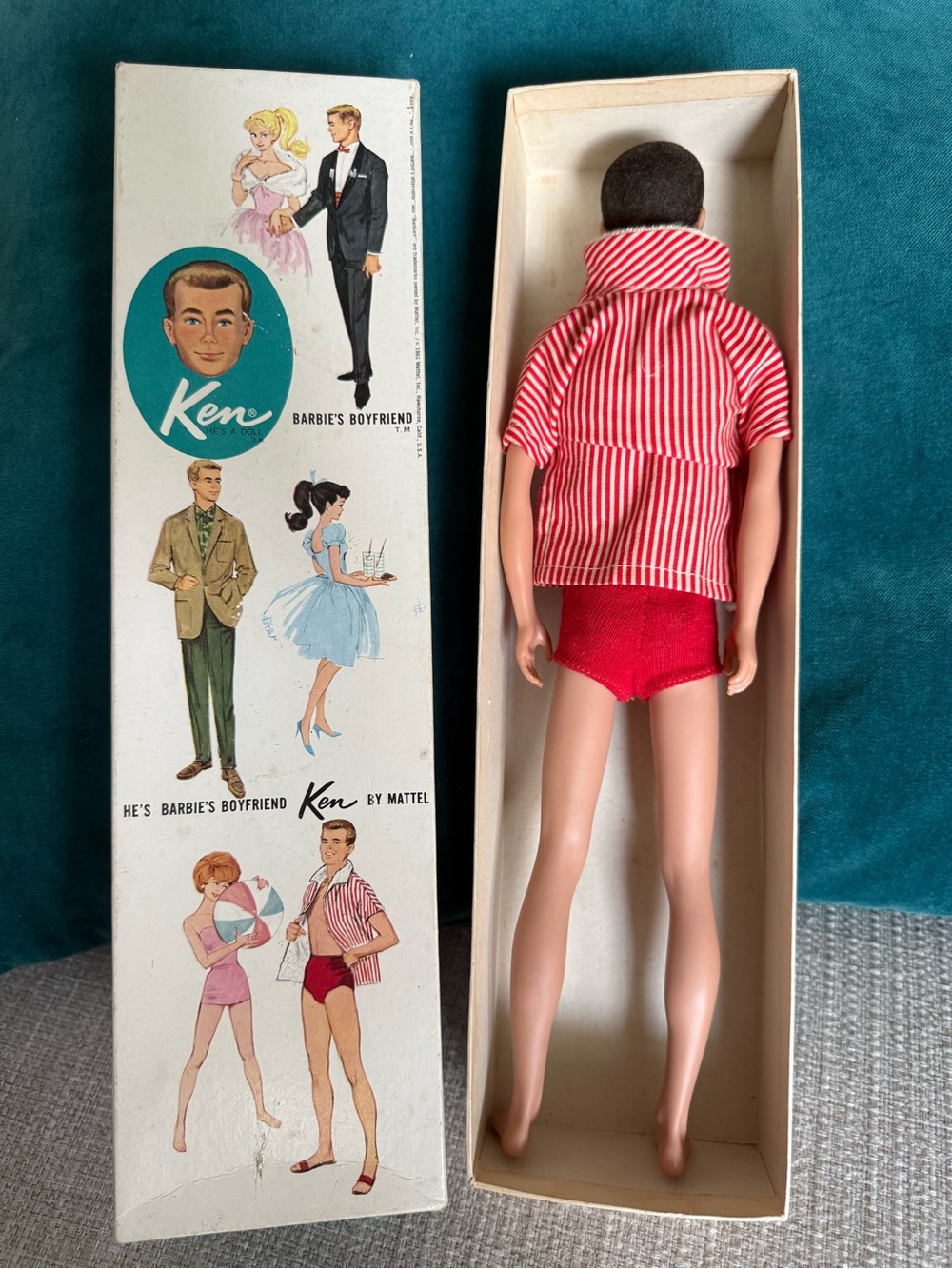 Mattel 1960s Ken Doll with Red Striped Jacket & Red Swim Briefs - Picture 3 of 9